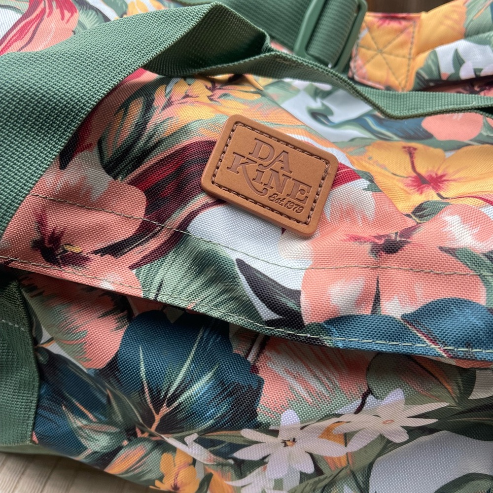 Floral Duffel Bag with Green Accents